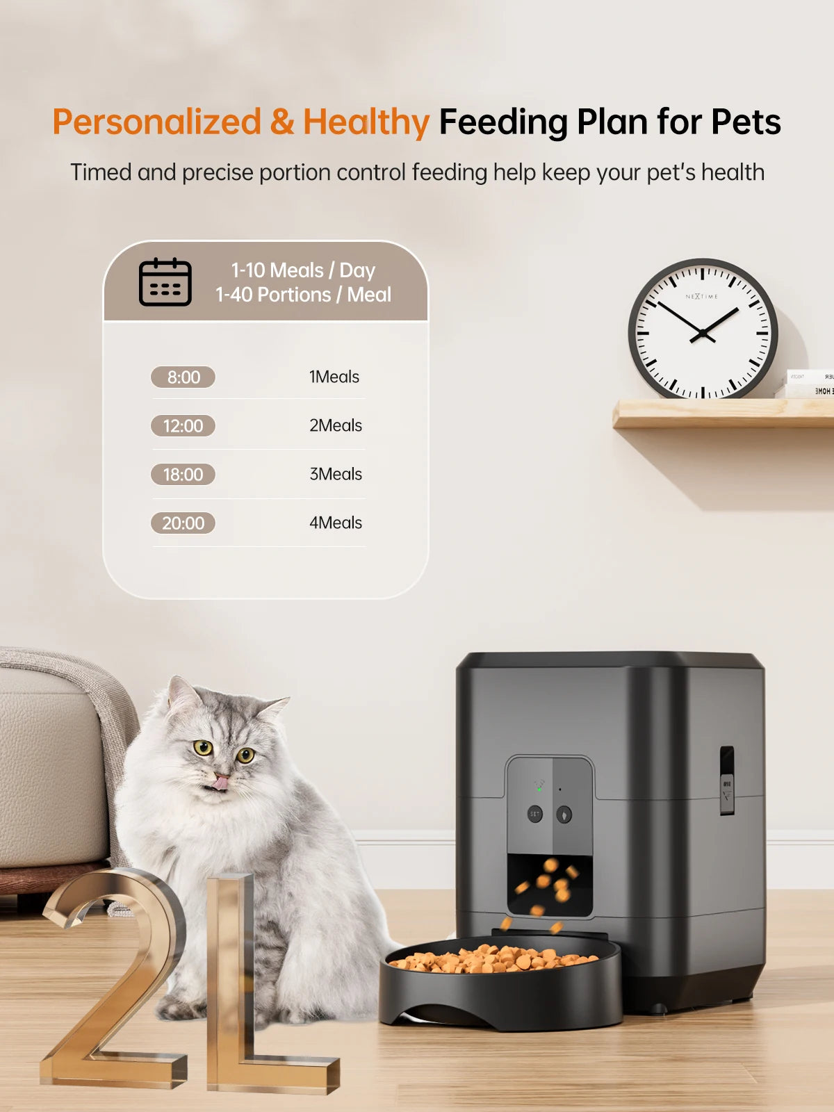 Automatic Cat Lover Gift And Cat Mom Love Feeder With App Control.