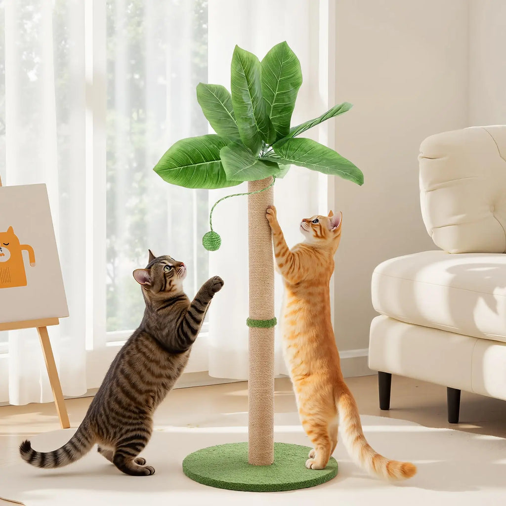 JHK 33In Tall Cat Scratching Post with Dangling Ball for Indoor Cats.