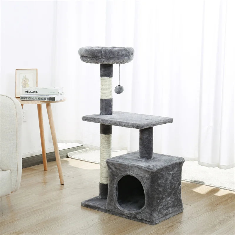 Cat Tower Cat Condo with Sisal Covered Scratching Post for Kittens and Small Cats