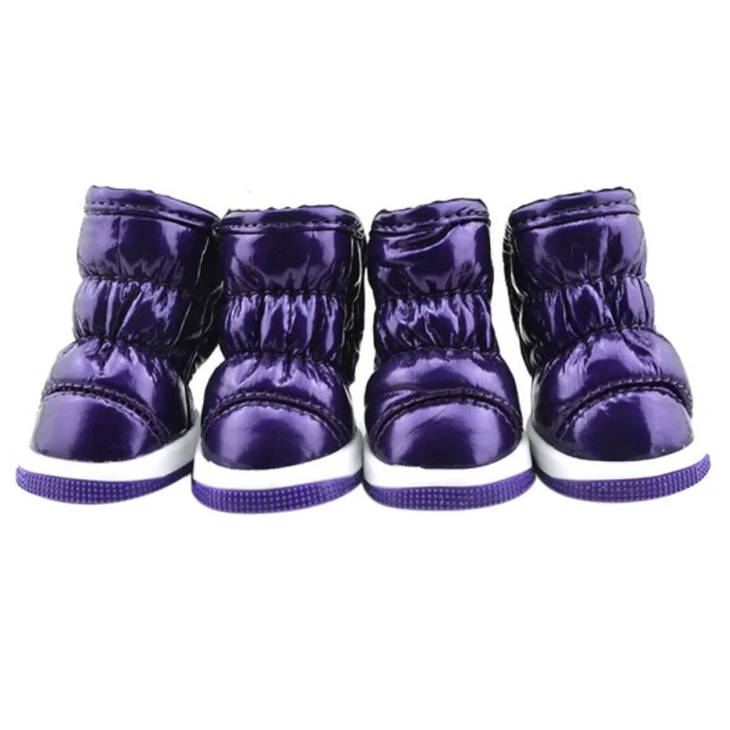 4pcs/set Pet Dog Winter Rain Shoes Waterproof Dogs Warm Snow Boots.