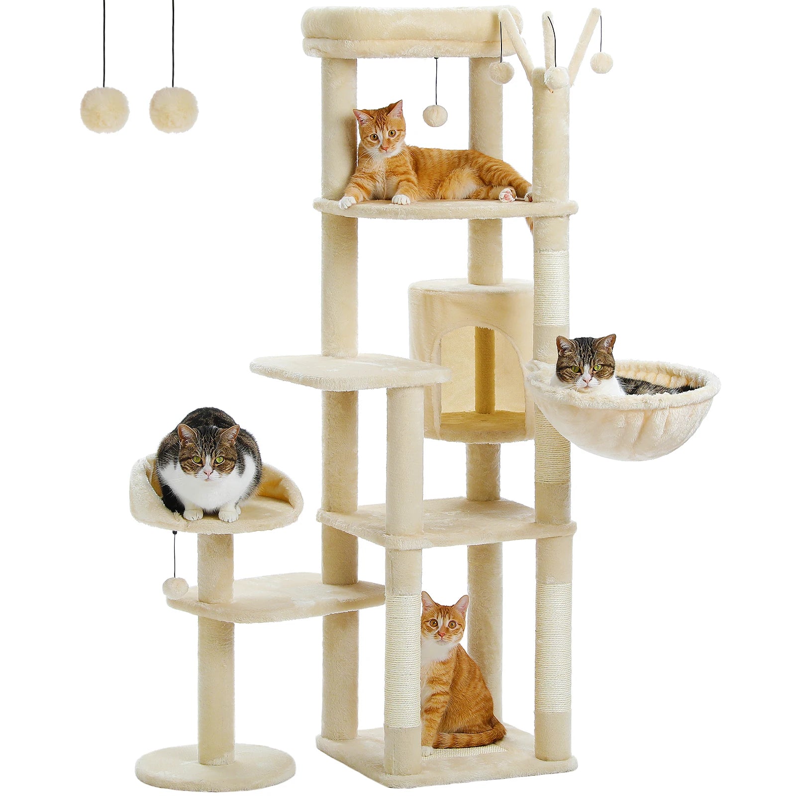 Cactus Tall Cat Tree for Large Cat Multi-Level Cat Tower for Indoor Cat Condo.