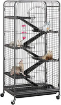 52-inch Ferret Cage 6 Level Metal Rat Cage with 3 Front Doors/Feeder/Wheels Small Animal Cage for Ferret/Chinchilla