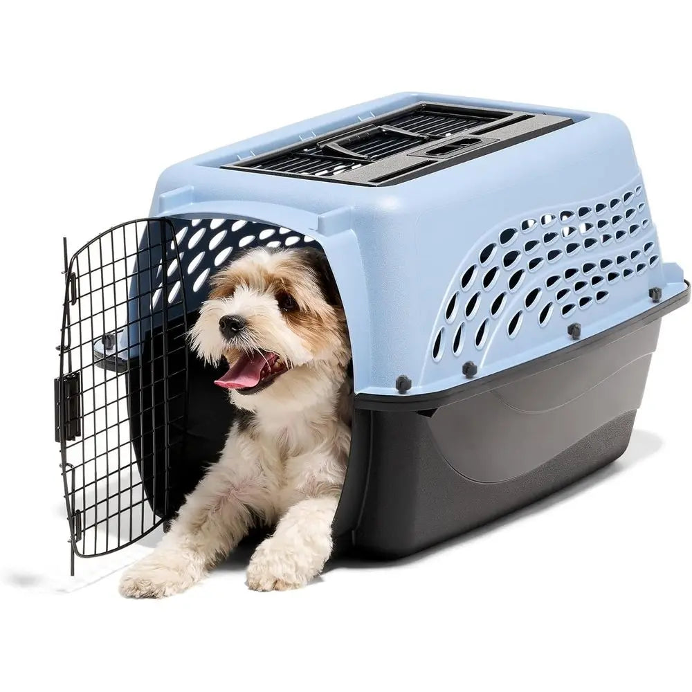 Dog Crates for Small Dogs & Cat Carriers, Two-Door Plastic Pet Kennel.