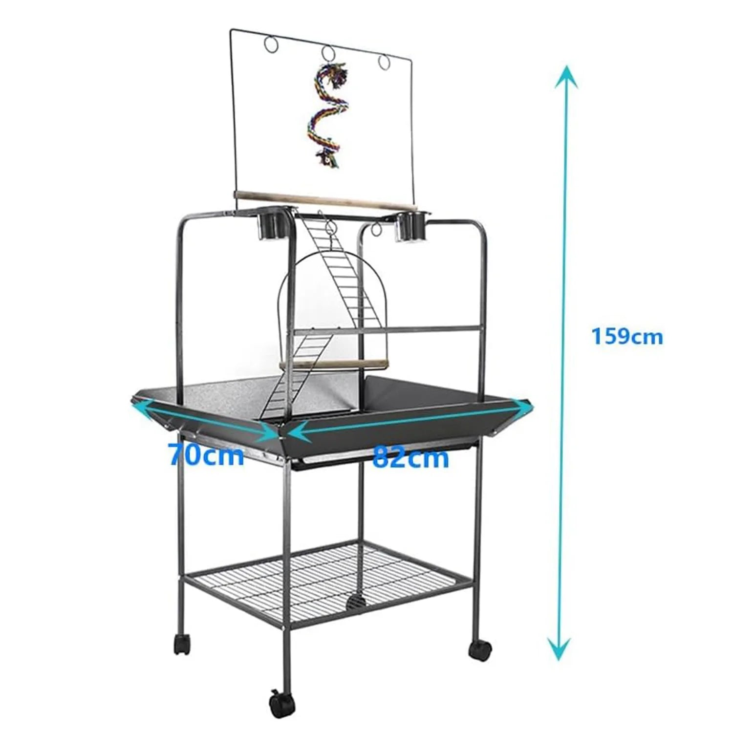 Indoor Outdoor Birds Playground with Swing Parrot Stand with Wheels.