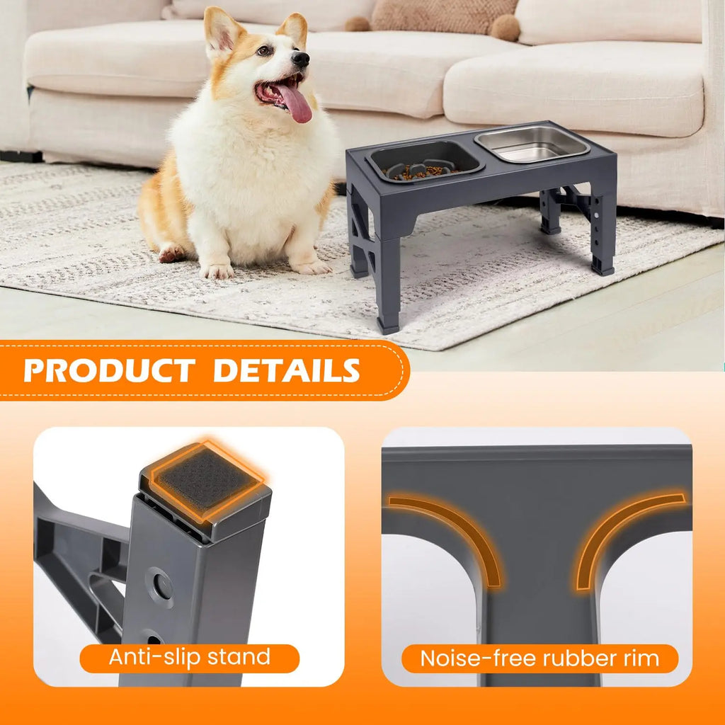 2-in-1 Elevated Slow Feeder Dog Bowls.