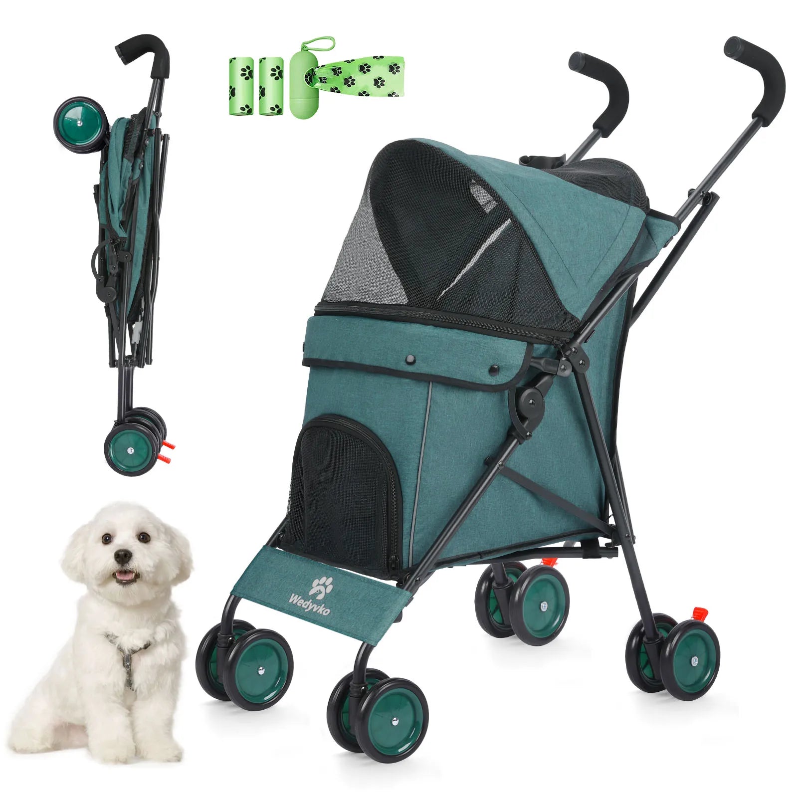 Pet Dog and Puppy Stroller Rotate with Brakes Storage for Dogs Cats