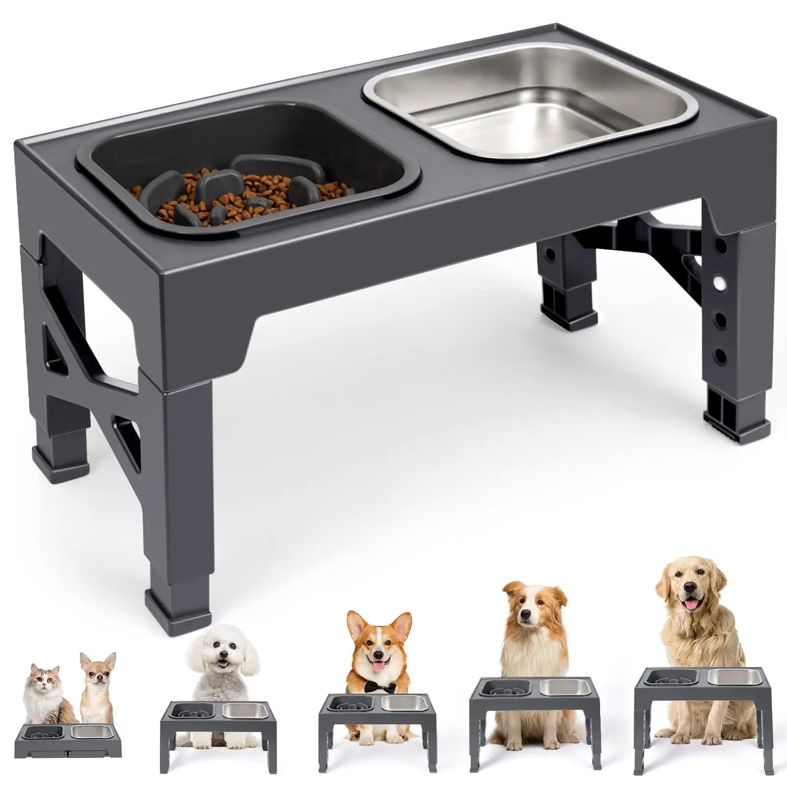 2-in-1 Elevated Slow Feeder Dog Bowls.