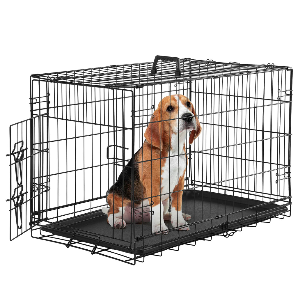 Single Door 30 Inch Folding Metal Wire Dog Cage.