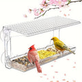 Indestructible Large Window Bird Feeder with Removable Seed & Water Tray, with 4 Super Strong Adhesive Hooks.