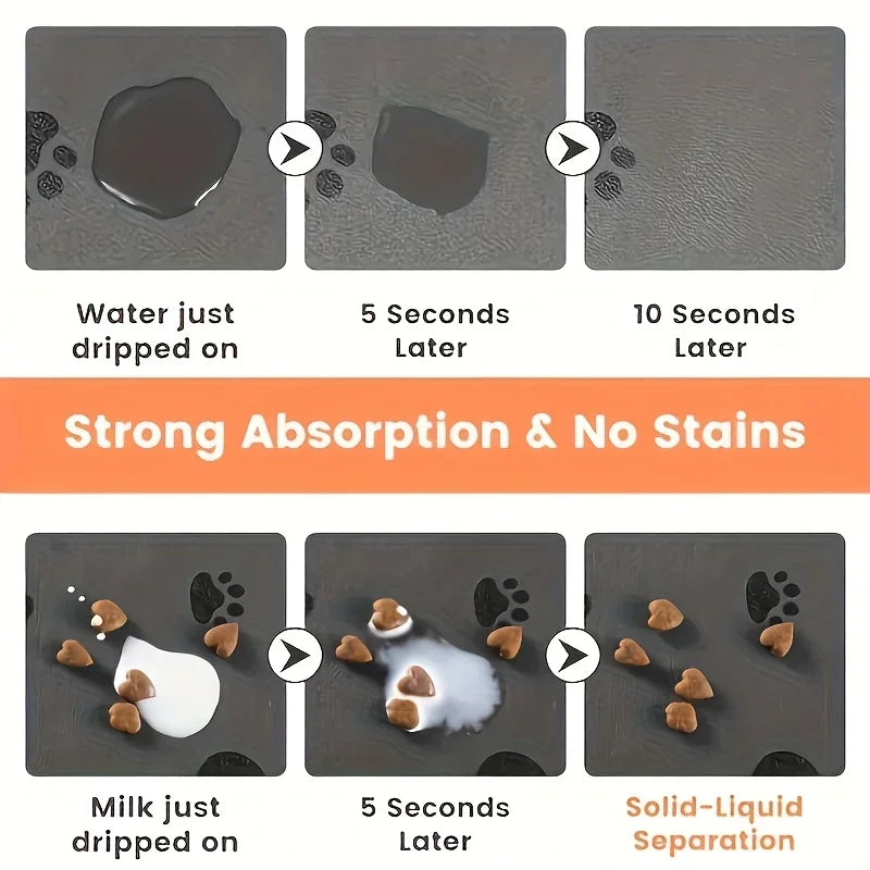 Absorbent Pet Placemat Feeding Mat For Food And Water Bowl.