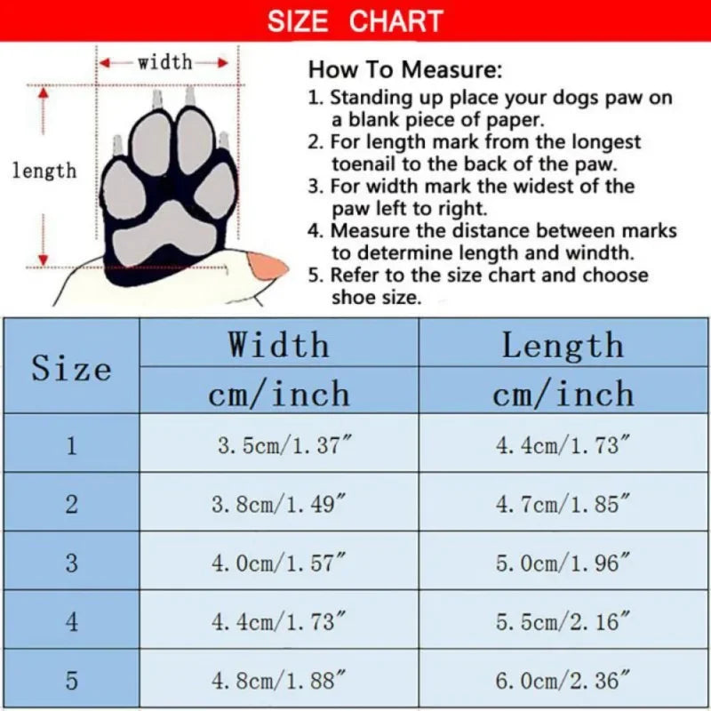 4pcs/set Pet Dog Winter Rain Shoes Waterproof Dogs Warm Snow Boots.