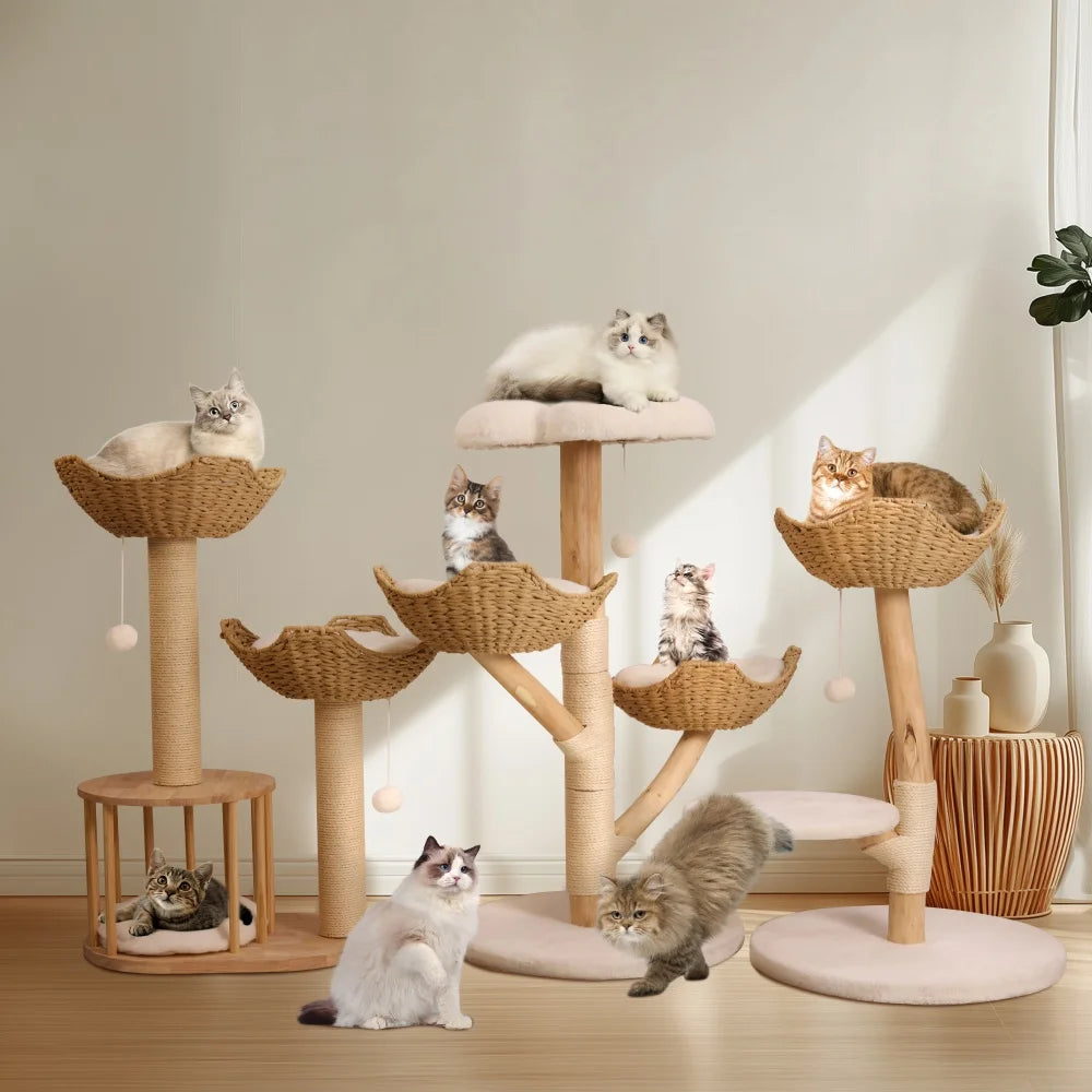 Large Cat Tree Tall Cat Tower for Indoor Cats Multi-Level Plush Cat Condo.