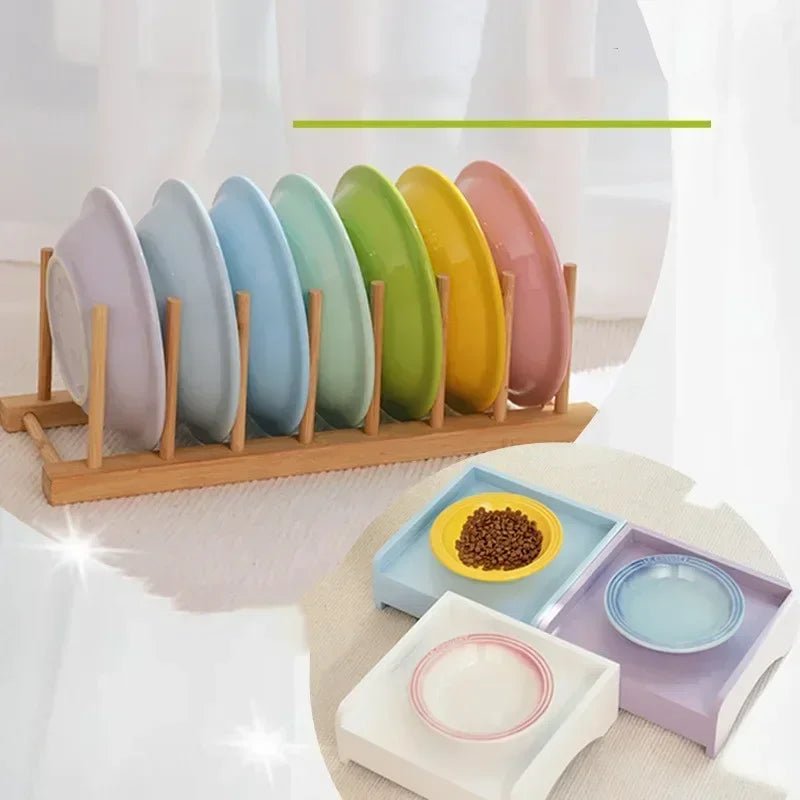 Extra Wide Raised Cats Food Bowl,Elevated Pets Bowls.
