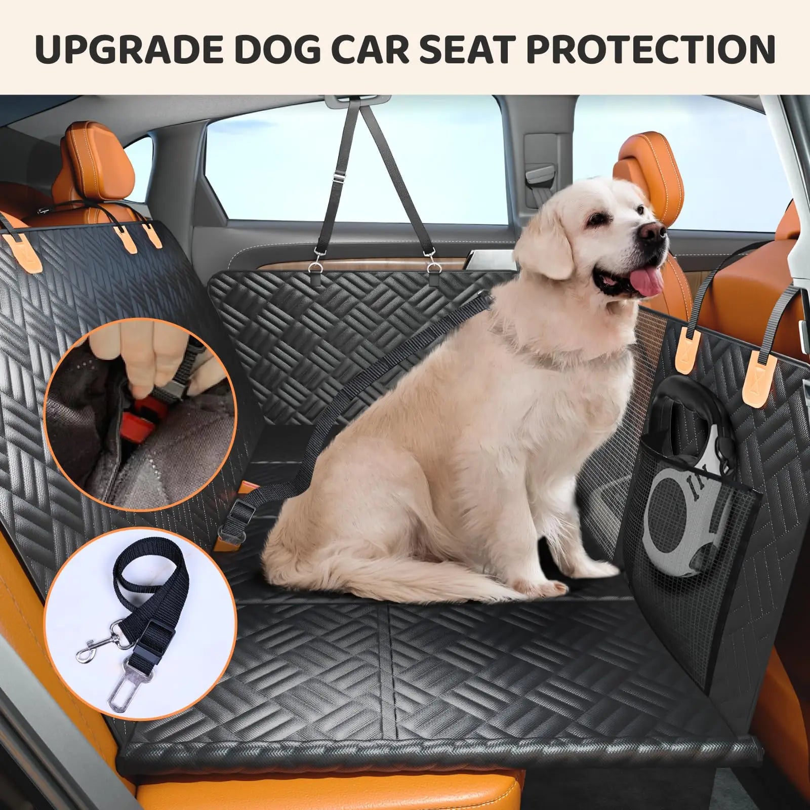 Car Rear Seat Dog Seat Cover, Hard Bottom Rear Seat Extender,