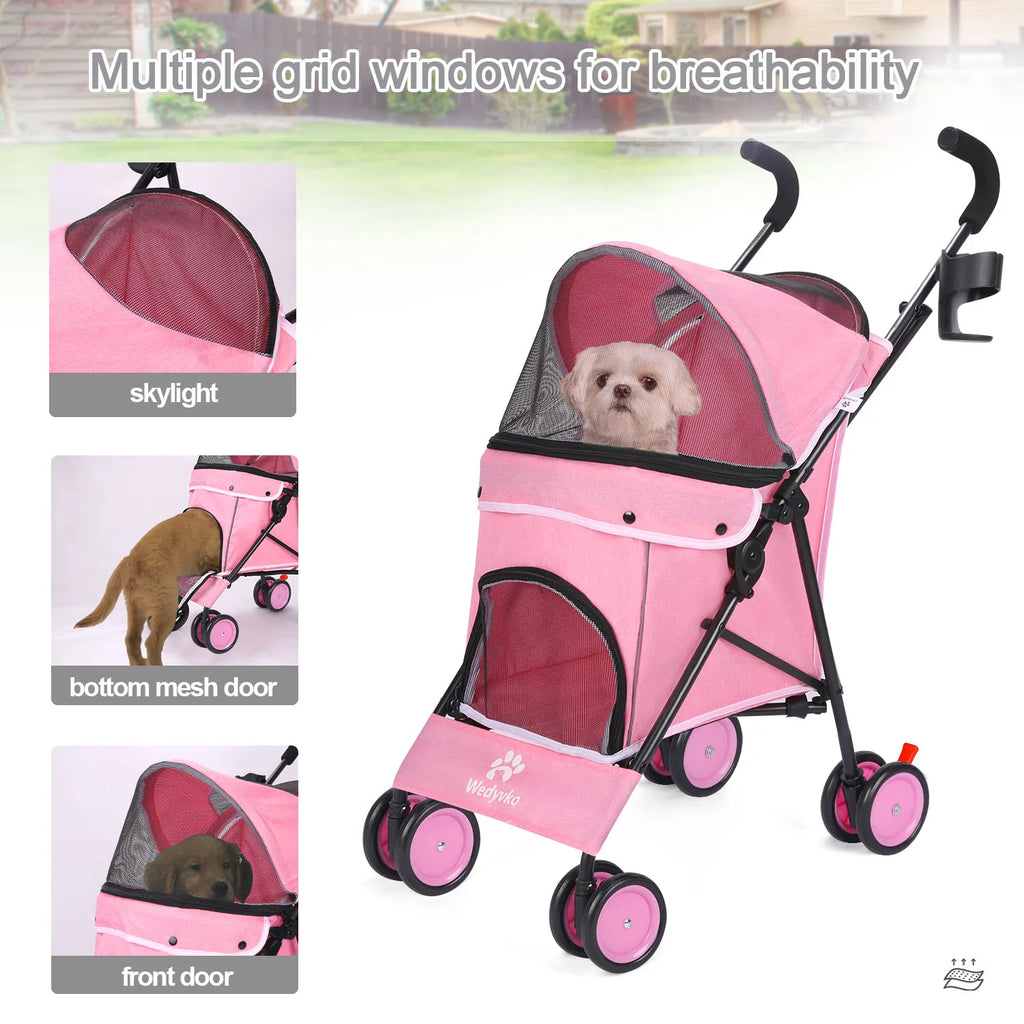 Pet Dog and Puppy Stroller Rotate with Brakes Storage for Dogs Cats