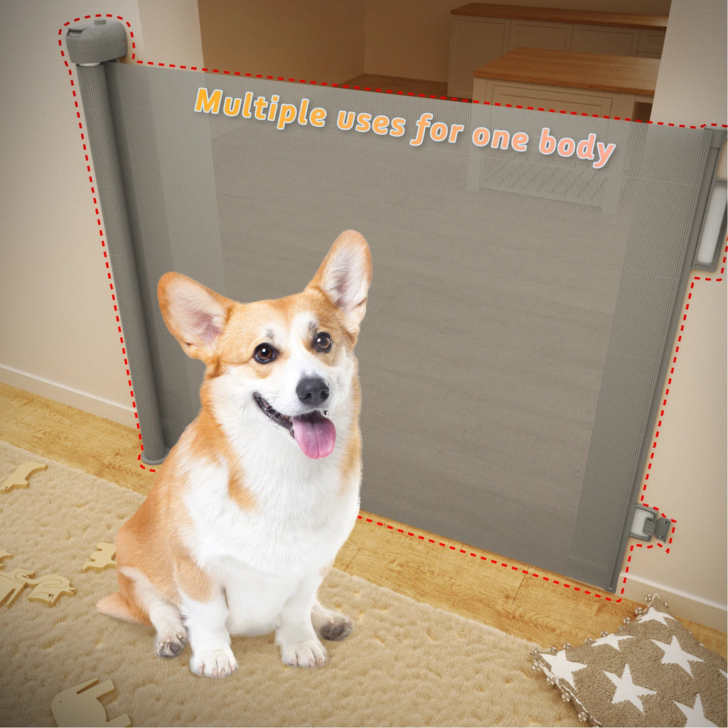 Extra Wide Kids Pets Gate Retractable Dog Gate.