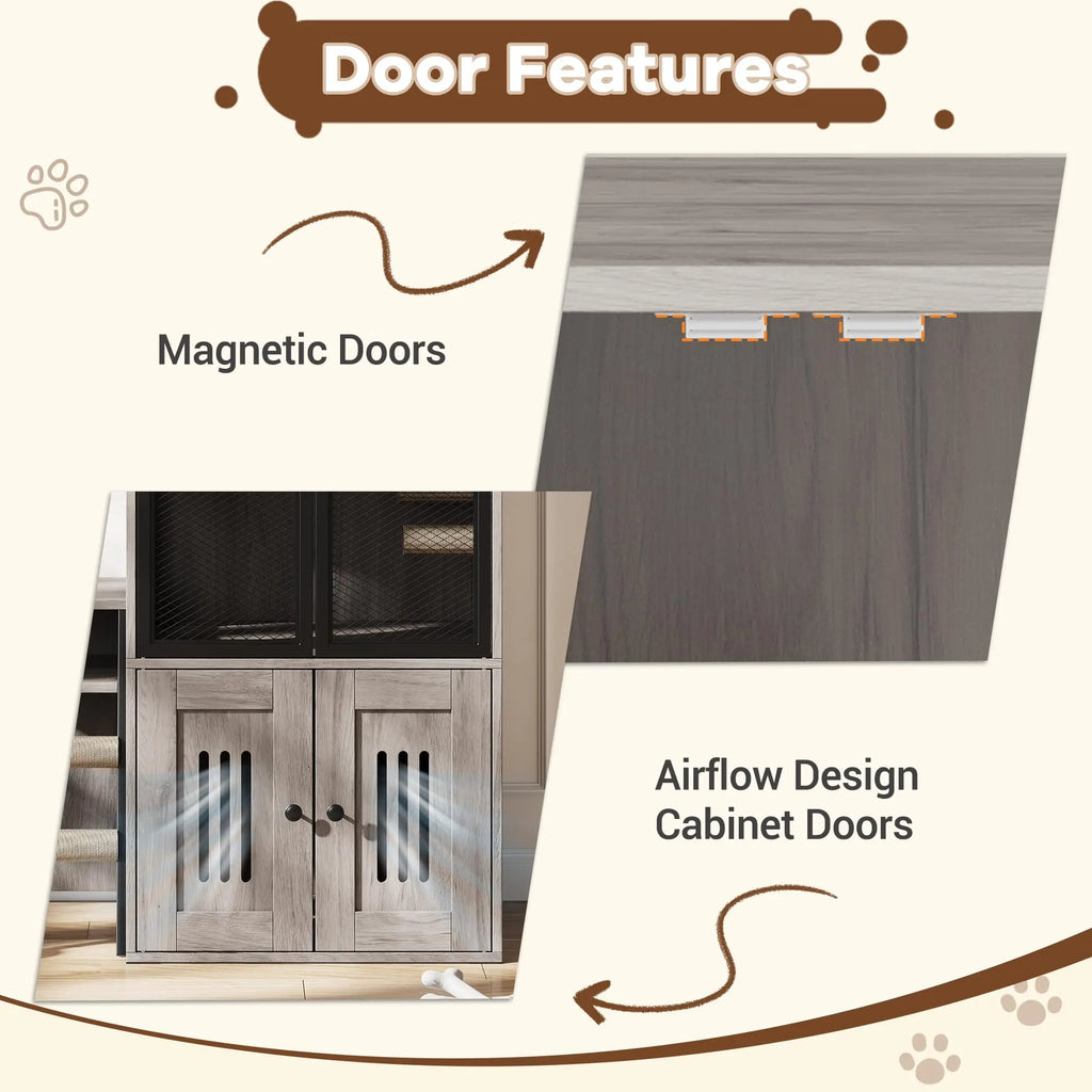 Multifunctional Cat Litter Box Furniture Enclosed With Doors.