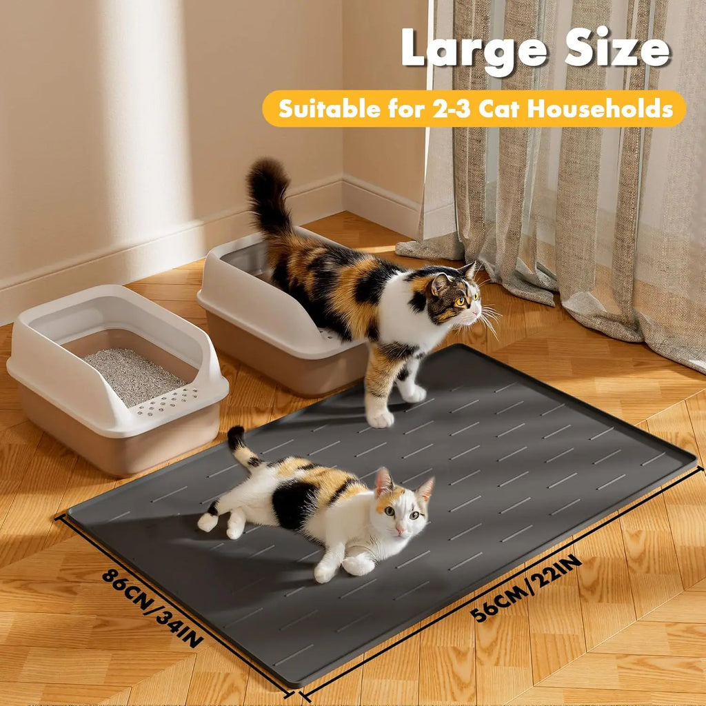 Silicone Cat Litter Trapping Mat, 34''x22'' Large Cat Litter Mat.