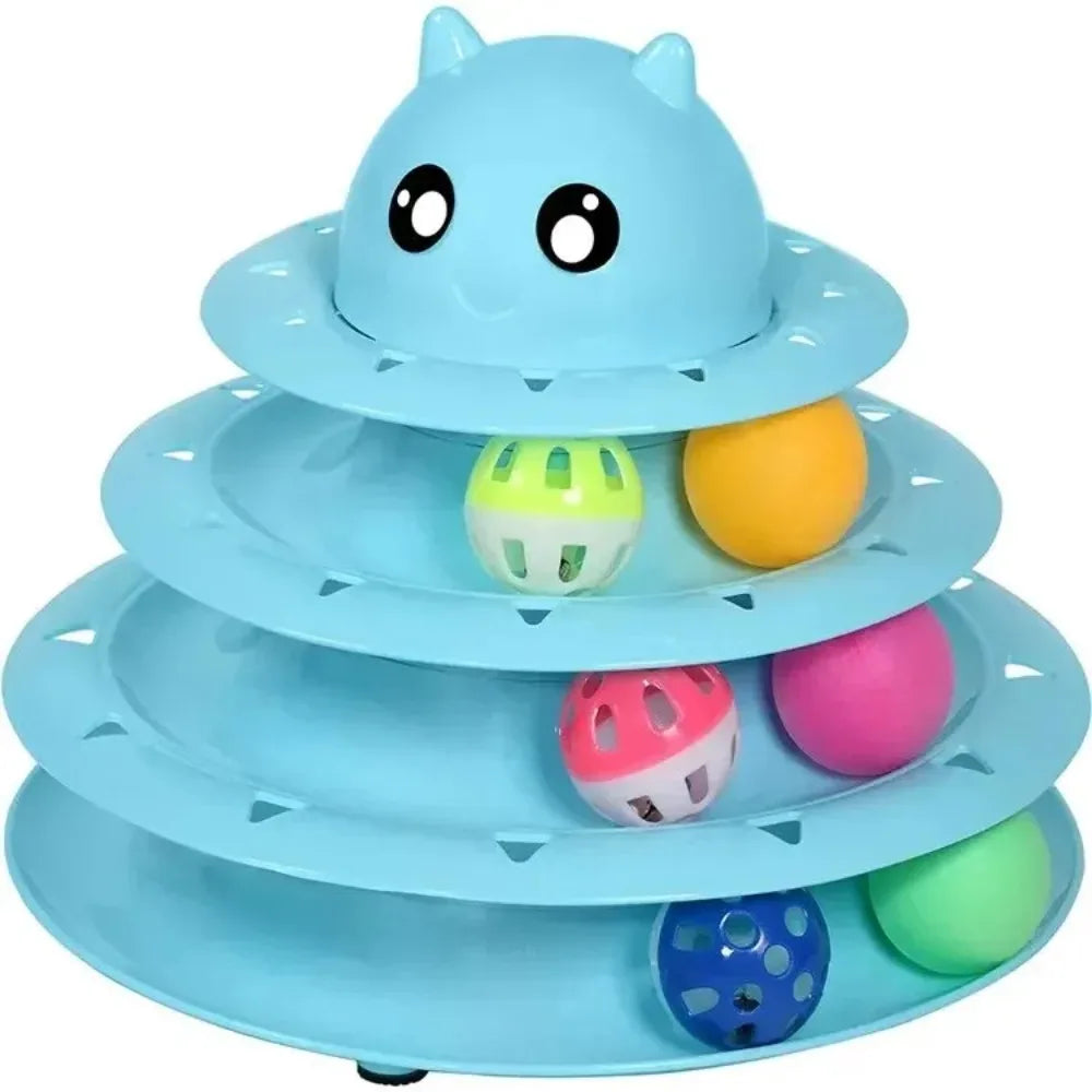 Interactive Cat Toy Set with 3-Tier Turntable & Balls.
