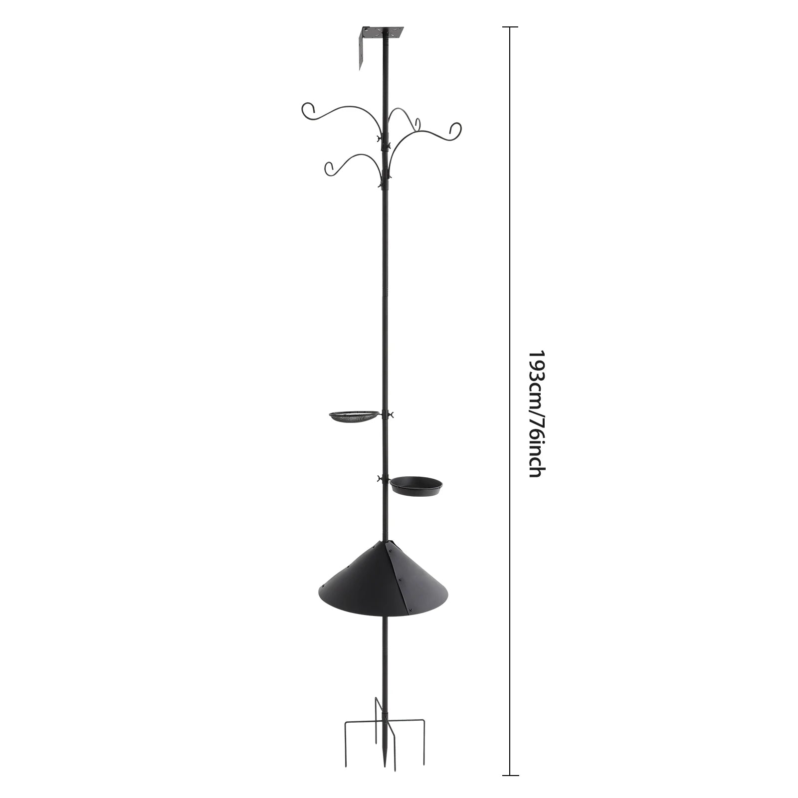 4Hooks2Food Trays Bird Feeder Pole Birdhouse Pole with Squirrel Proof Baffle for gardens