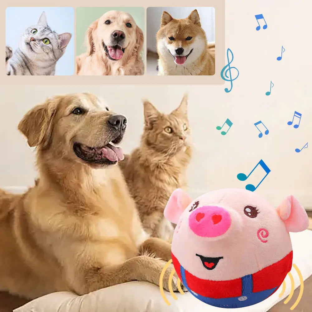 Cartoon Pig Active Moving Pet Plush Toy USB Rechargeable.
