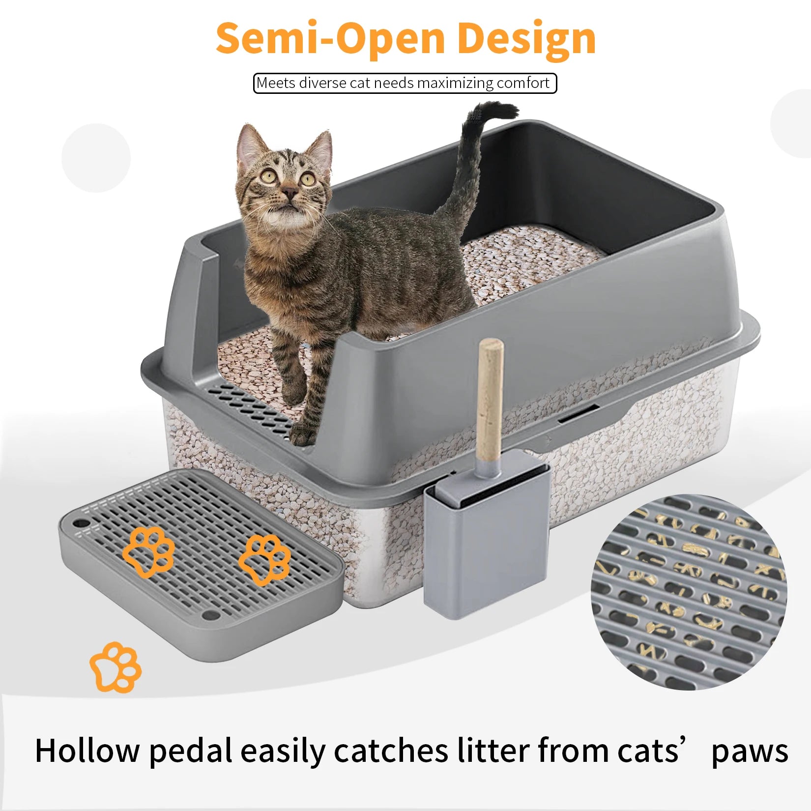 XXL Stainless Steel Cat Litter Box Enclosed Puppy Cat Litter Tray with Lid.