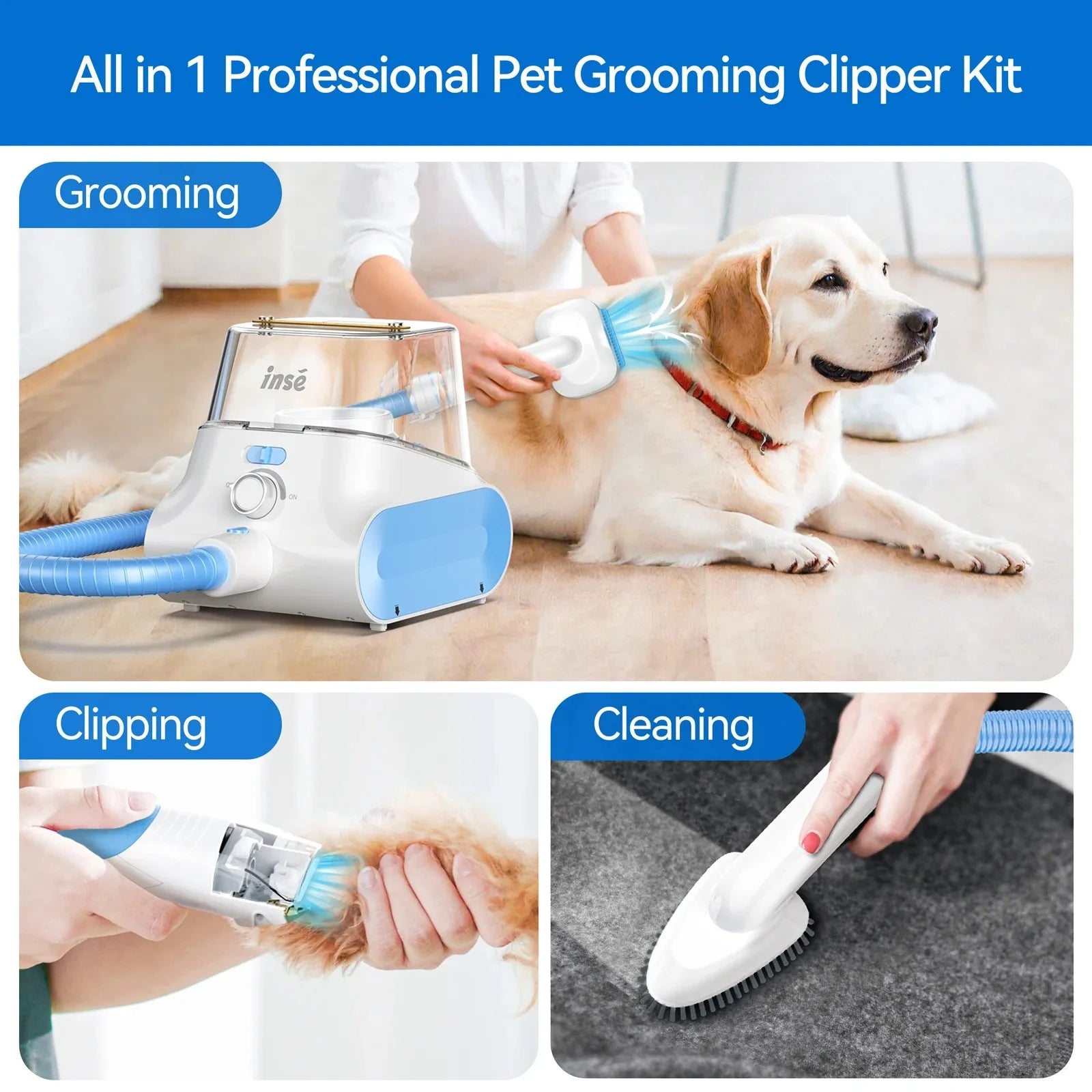 Dog Grooming Vacuum Ultra-Low Noise Pet Grooming Kit.
