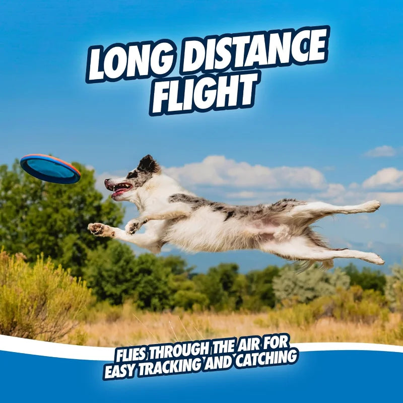Flying Disc Dog Toy Water Floating Flyer Durable Nylon Construction with Soft Rubber Edges For Medium and Large Dogs