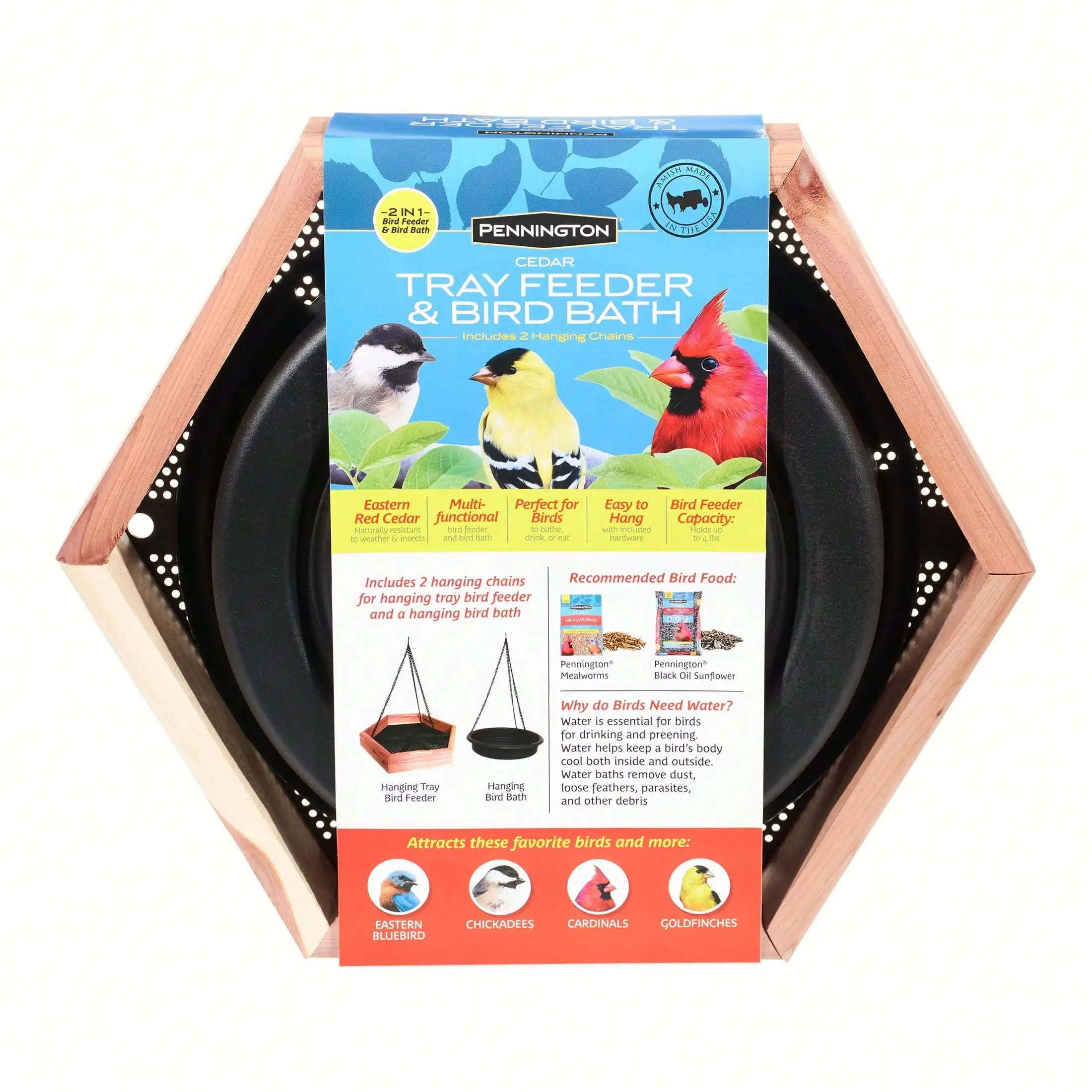 (3-Pack) 2-in-1 Bird Bath and Bird Feeder, 4 lbs,Keep seeds fresh,Durable.