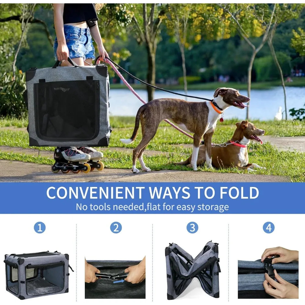 Soft Collapsible Dog Crate - 24 Inch Portable Soft Sided Travel Dog Crate.