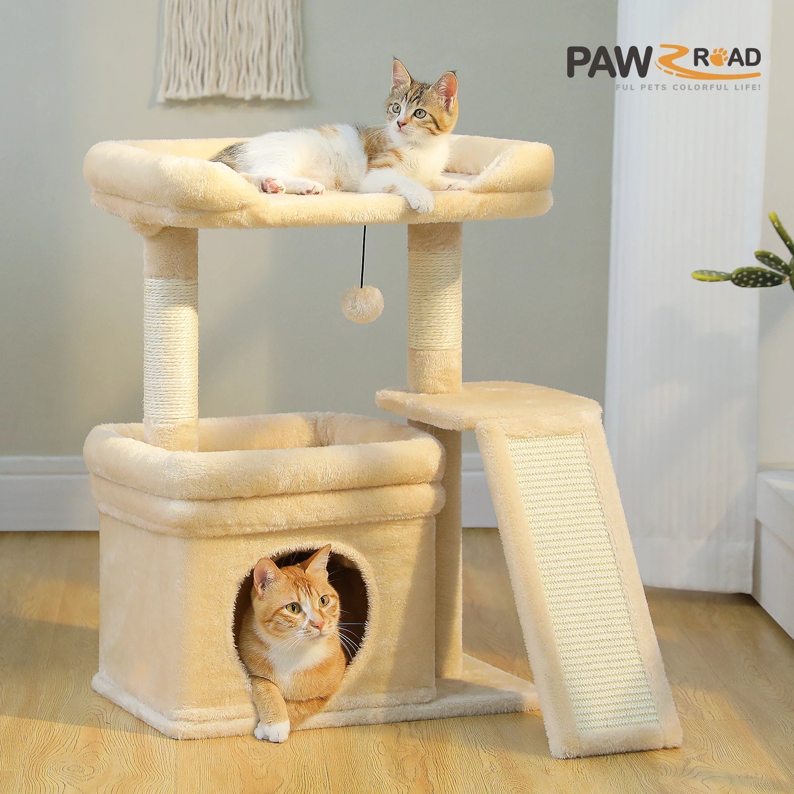 Small Cat Tree for Indoor Cat Tower with Sisal Scratching Post.