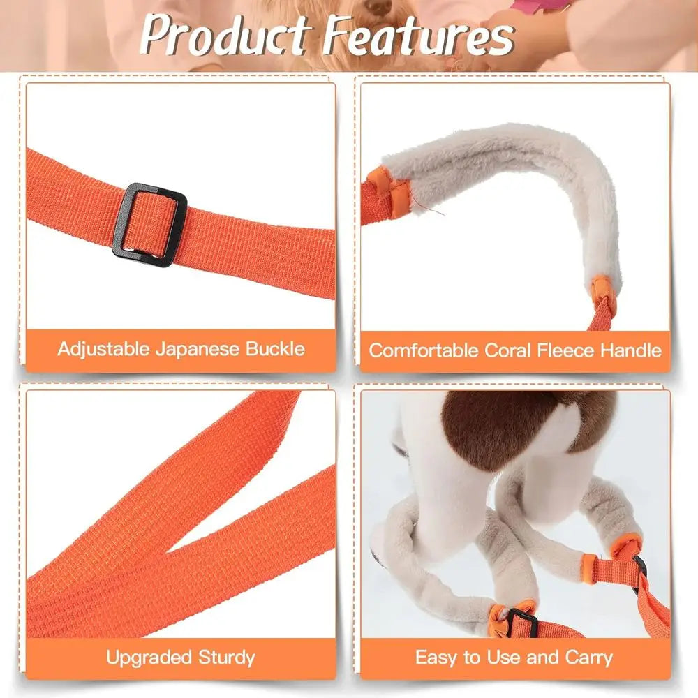 Orange Dog Rear Support Harness with Handle and Shoulder Strap for Mobility Assistance and Stability