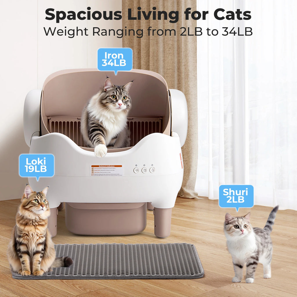 Self Cleaning Litter Box, Automatic Cat Litter Box with APP Control.