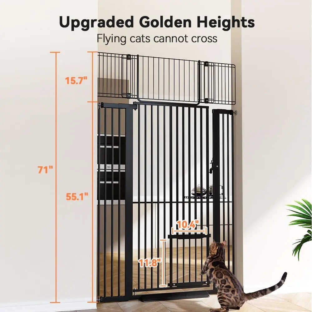 71" Tall Adjustable Cat Gate with Pet Door.