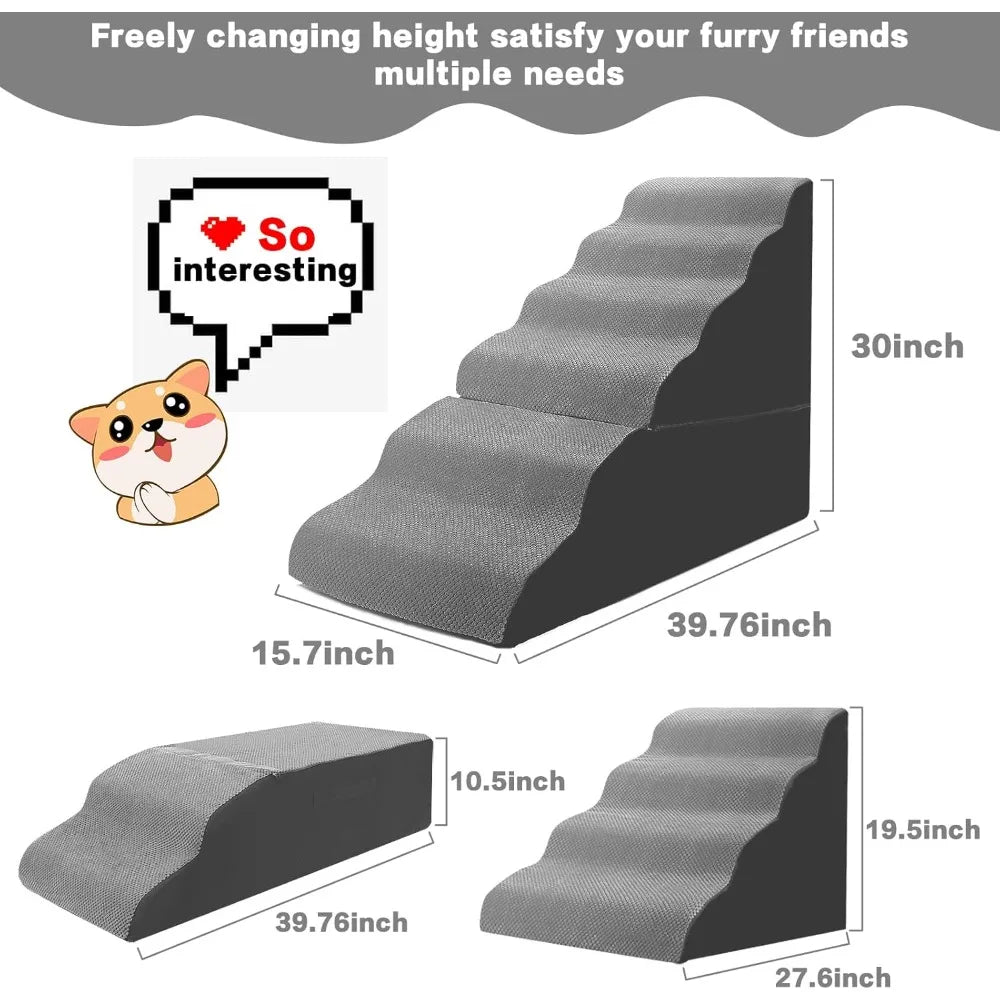 Dog Stairs for High Beds 30-36 inches Tall, 6-Step Pet Stairs/Steps