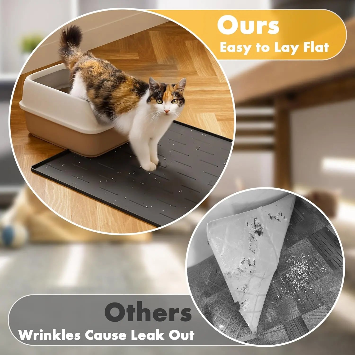 Silicone Cat Litter Trapping Mat, 34''x22'' Large Cat Litter Mat.