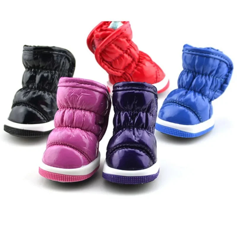 4pcs/set Pet Dog Winter Rain Shoes Waterproof Dogs Warm Snow Boots.