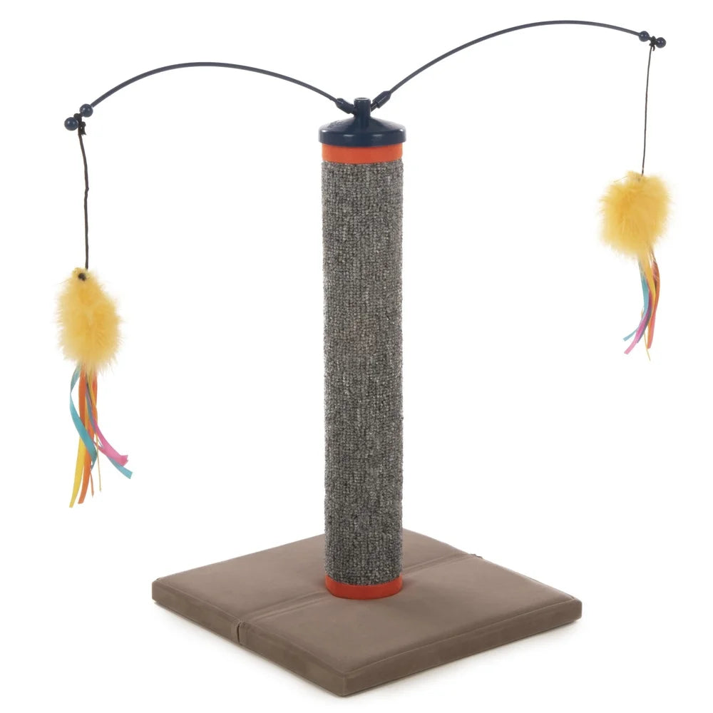 Scratch N Spin Carpet Cat Scratching Post with Interactive Spinning Wand.