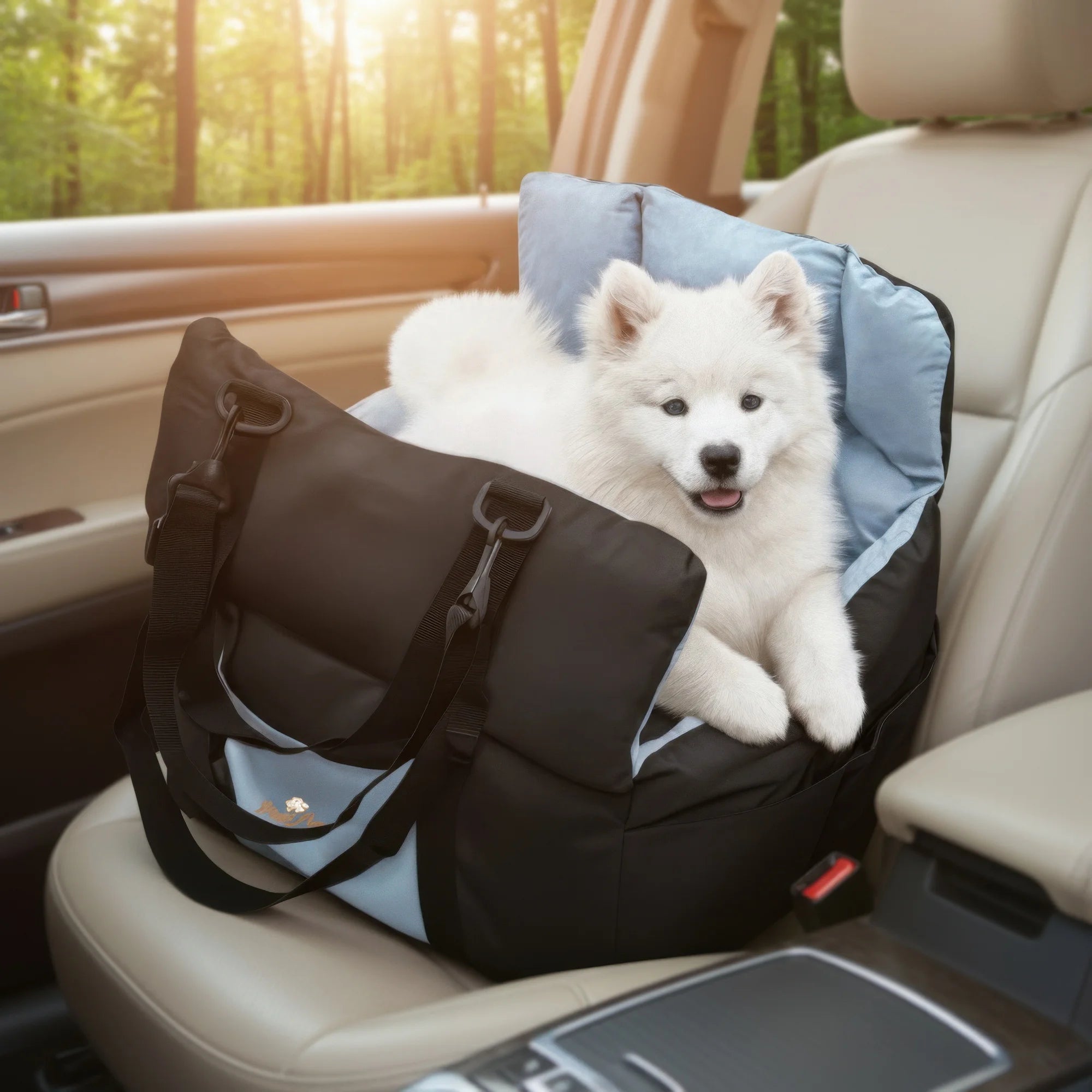 Dog Car Seat Safe & Cozy Travel Bed and Carrier for Small Dogs.
