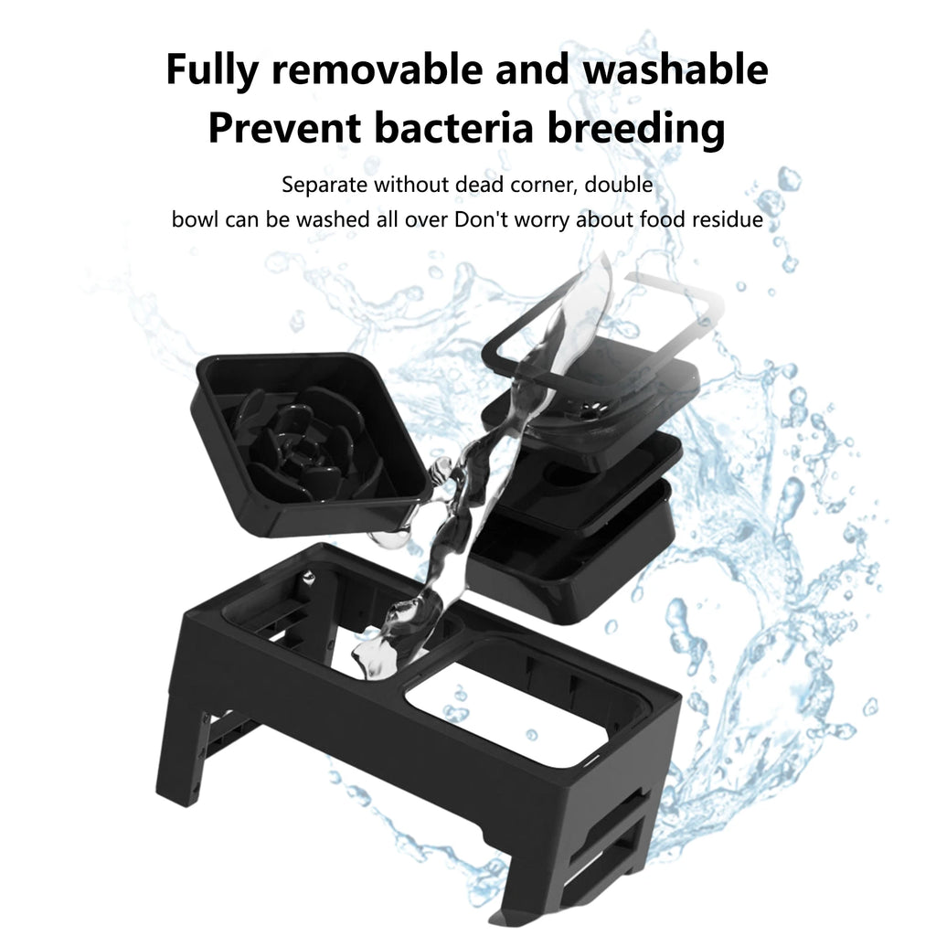 3 In 1 Pet Dog Stainless Steel Slow Feed Drinking Water Bowls