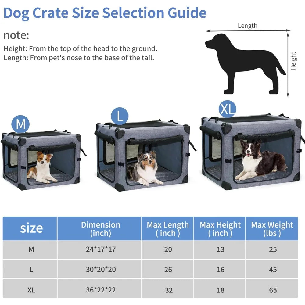 Soft Collapsible Dog Crate - 24 Inch Portable Soft Sided Travel Dog Crate.