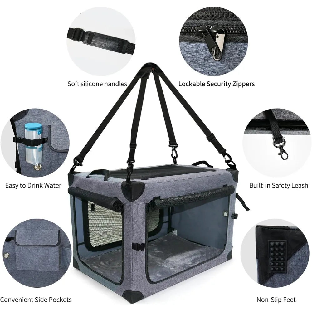 Soft Collapsible Dog Crate - 24 Inch Portable Soft Sided Travel Dog Crate.