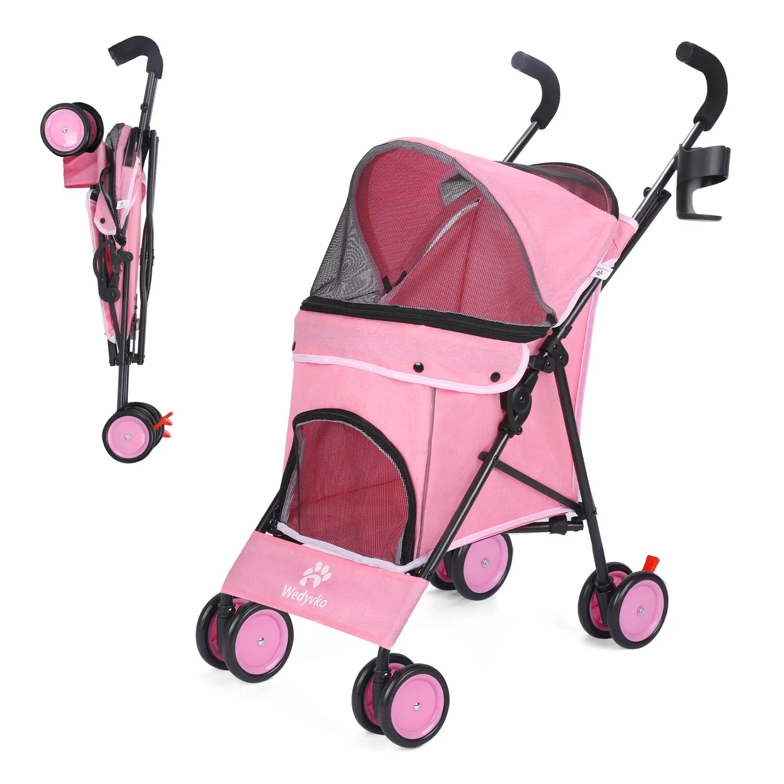 Pet Dog and Puppy Stroller Rotate with Brakes Storage for Dogs Cats