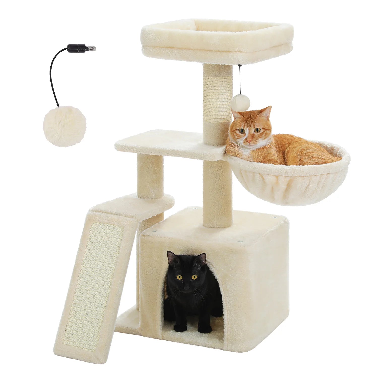 Small Cat Tree Cat Tower with Natural Sisal Scratching Post, Spacious Top Perch.