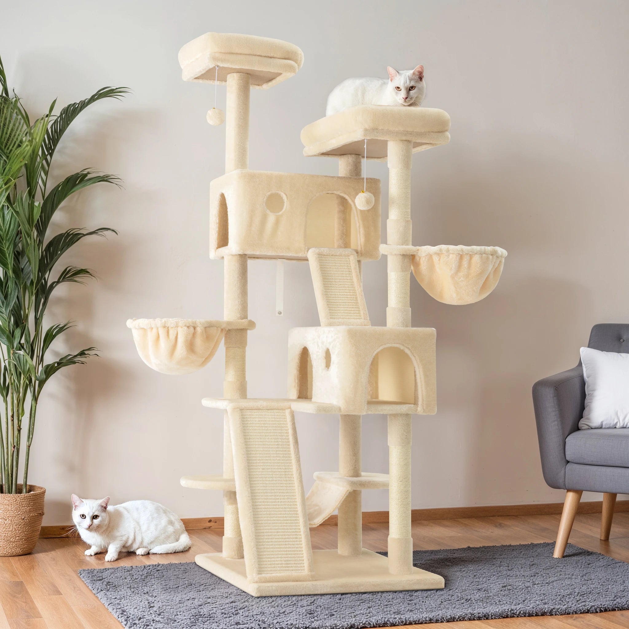 65in Multi-Level Large Cat Tree Tower/Cozy Plush Cat Perche.