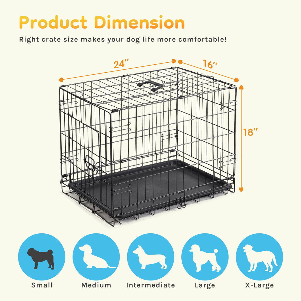 Single Door 30 Inch Folding Metal Wire Dog Cage.