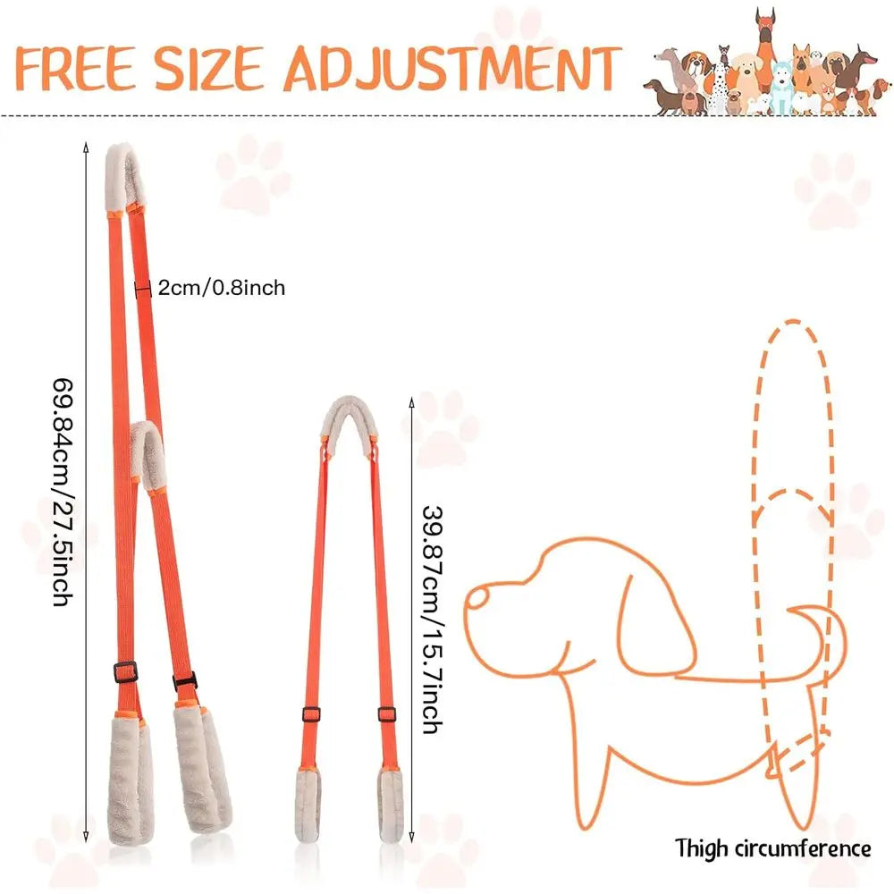 Orange Dog Rear Support Harness with Handle and Shoulder Strap for Mobility Assistance and Stability