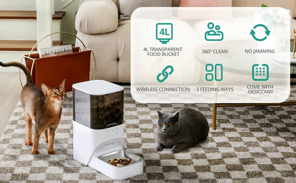 Automatic Cat Feeder, Timed Cat Feeder with APP Control.