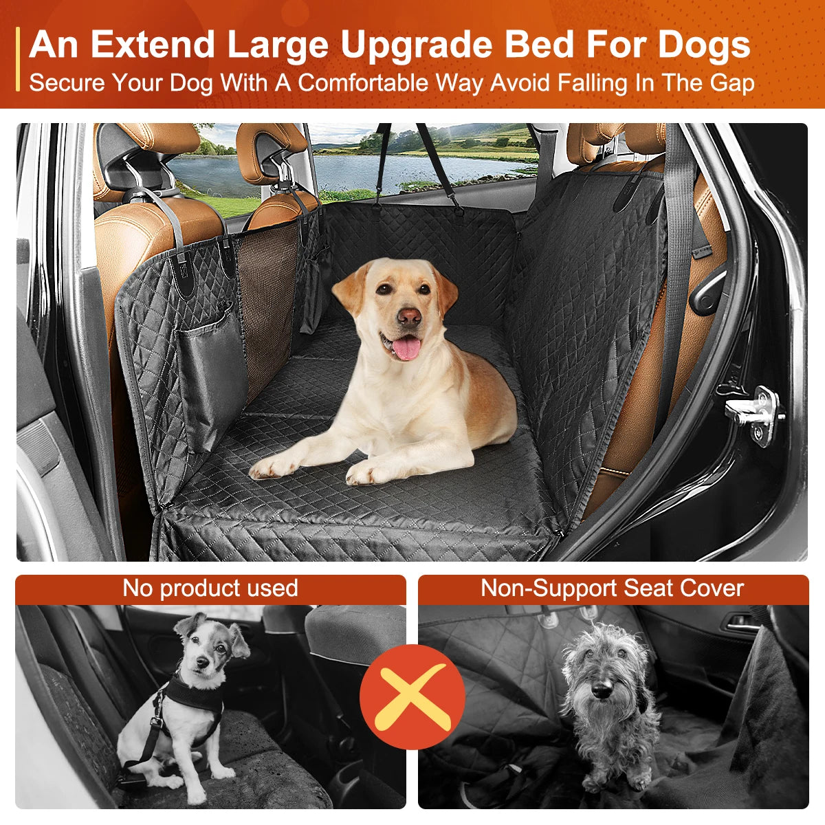 Dog Car Back Seat Extender Pet Backseat Cover Protector.