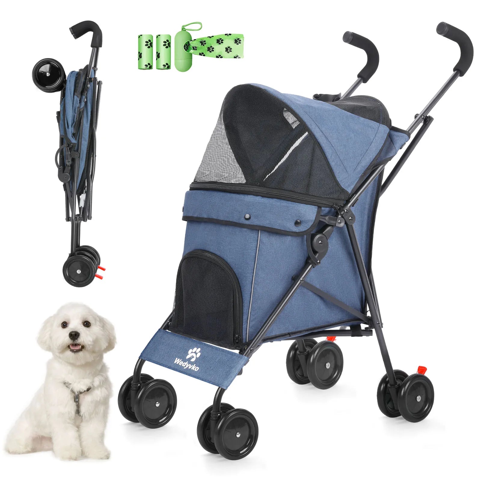Pet Dog and Puppy Stroller Rotate with Brakes Storage for Dogs Cats